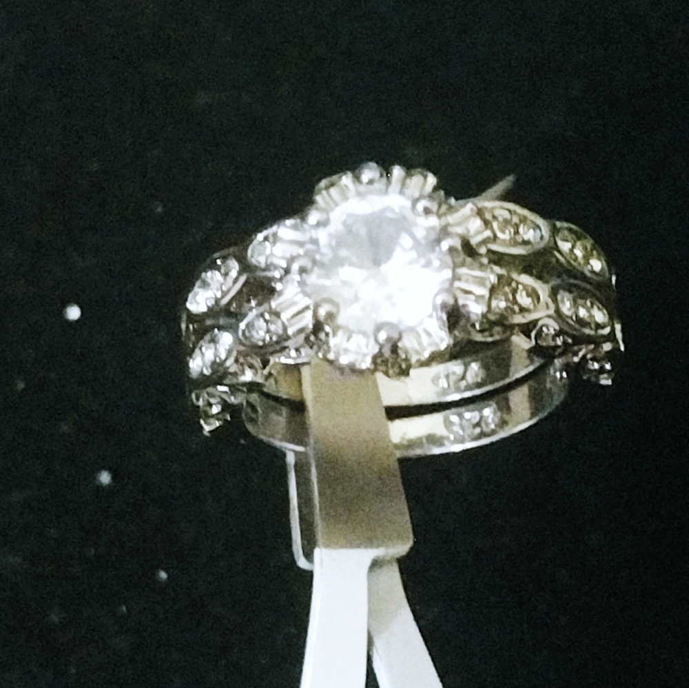 S925 2pc CZ wedding anniversary engagement set - Picture 7 of 14